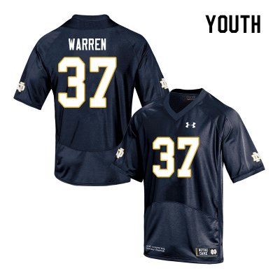 Notre Dame Fighting Irish Youth James Warren #37 Navy Under Armour Authentic Stitched College NCAA Football Jersey SKK7099WM